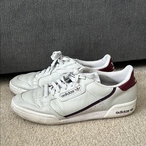 Adidas White and Maroon Casual Sneakers